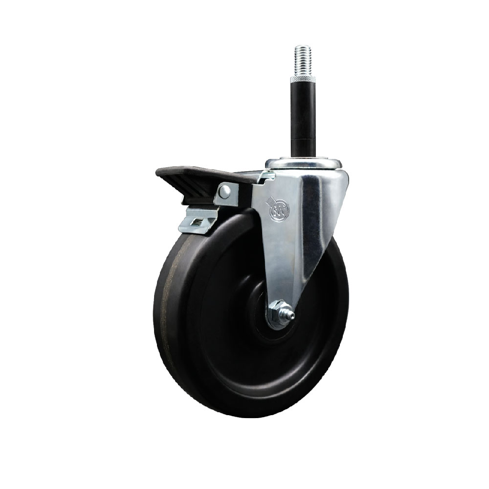 SCC-EX20S615-PHS-PLB-34 Phenolic Swivel Expanding Stem Swivel Caster with 6 in. Black Wheel & 0.75 in. Stem & Posi Locking Brake