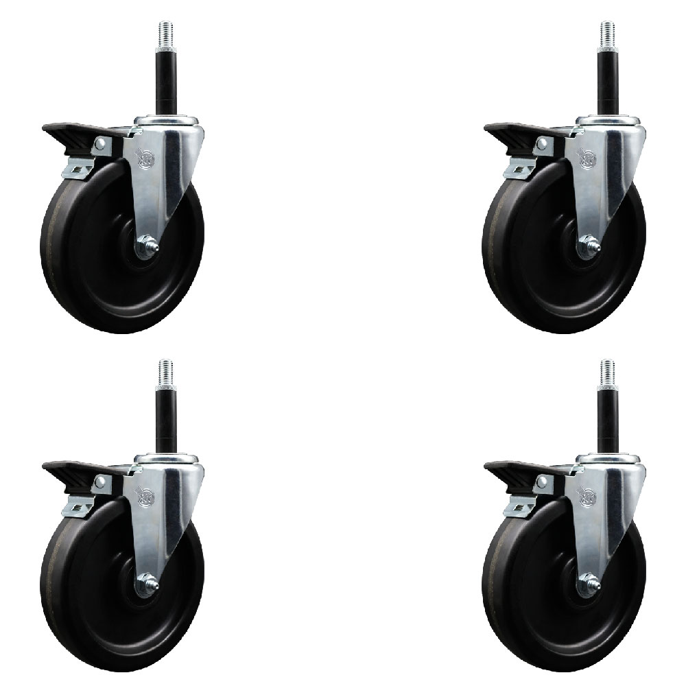 SCC-EX20S615-PHS-PLB-34-4 Phenolic Swivel Expanding Stem Caster with 6 in. Black Wheels & 0.75 in. Stems - Set of 4