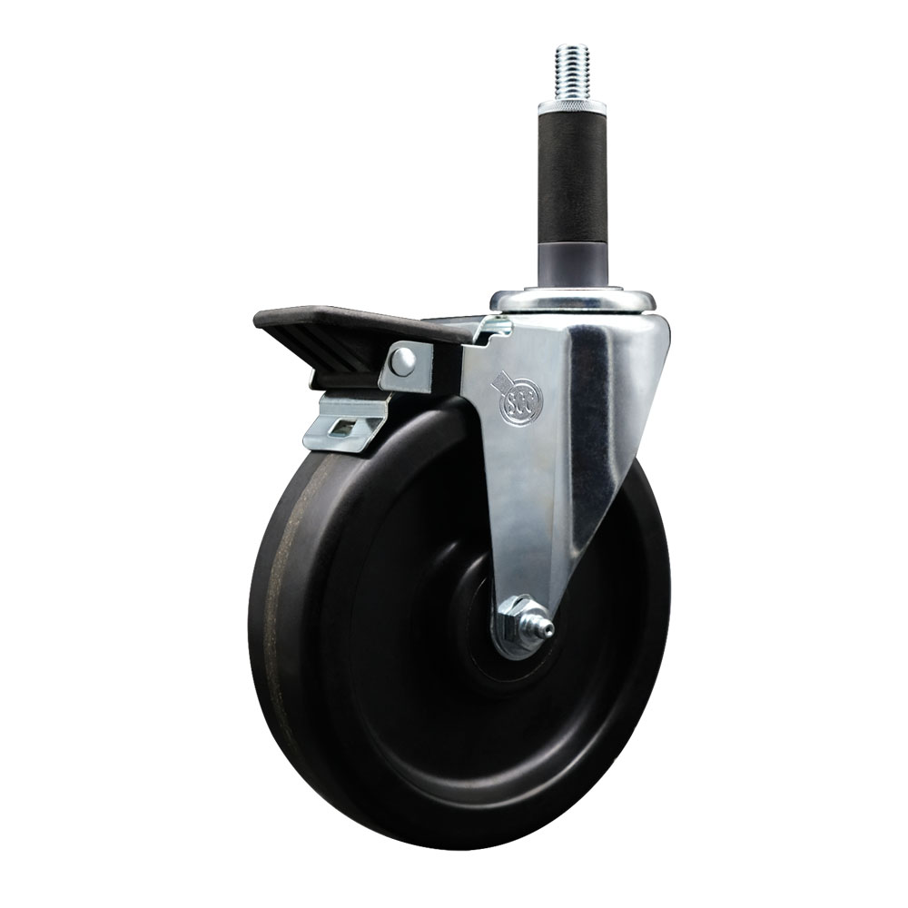 SCC-EX20S615-PHS-PLB-1 Phenolic Swivel Expanding Stem Swivel Caster with 6 in. Black Wheel & 1 in. Stem & Posi Locking Brake