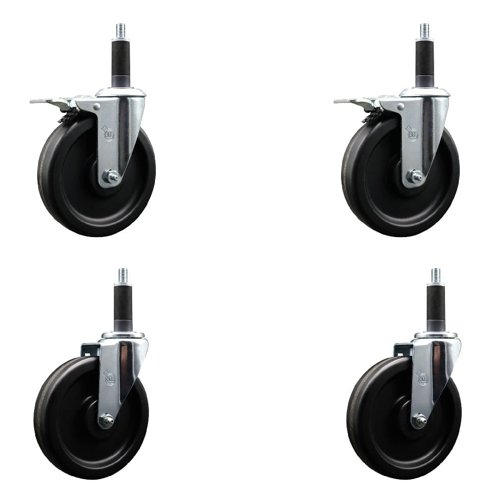 SCC-EXTTL20S615-PHS-2-S-2-1 Phenolic Swivel Expanding Stem Caster with 6 in. Black Wheels & 1 in. Stems - Set of 4
