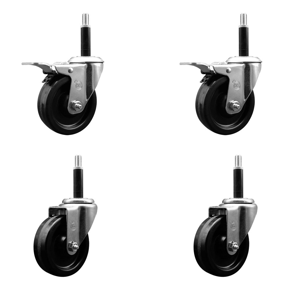 SCC-EXTTL20S414-PHS-2-S-2-34 Phenolic Swivel Expanding Stem Caster with 4 in. Black Wheels & 0.75 in. Stems - Set of 4