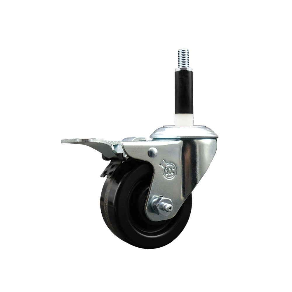 Phenolic Swivel Caster - Black - 3 in. Wheel - Total Locking Brake