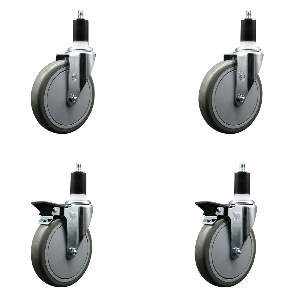 SCC-EX20S614-PPUB-2-PLB-2-112 Polyurethane Swivel Expanding Stem Caster with 6 in. Gray Wheels & 1.5 in. Stems - Set of 4