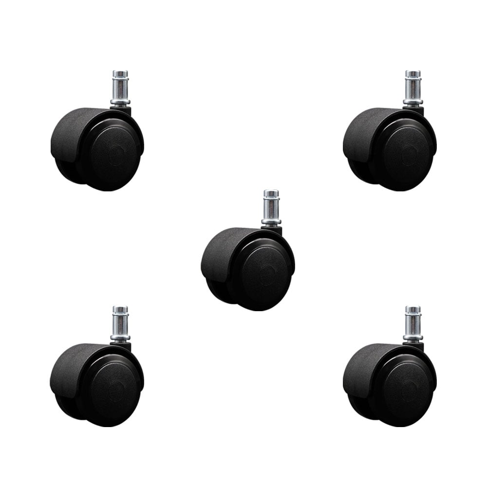2 in. Compression Brake Office Chair Wheels Automatically Brakes When Weight is Applied Soft Non-Marking Urethane Wheels Grip Ring Stems - Set of 5