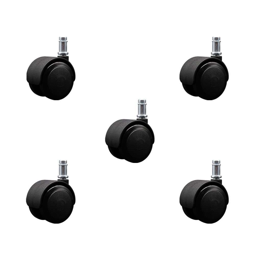 2 in. Decompression Brake Office Chair Wheels Brakes Applied Until Seated Non-Marking Urethane Wheels Grip Ring Stems - Set of 5
