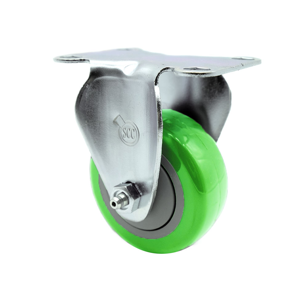 SCC-20R314-PPUB-GRN Polyurethane Top Plate Rigid Caster with 3 in. Green Wheel