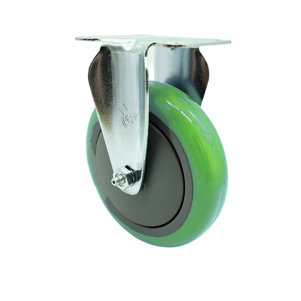 SCC-20R514-PPUB-GRN-TP3 Rigid Caster with 5 in. Green Polyurethane Wheel, 4 x 4.5 in. Overall Top Plate