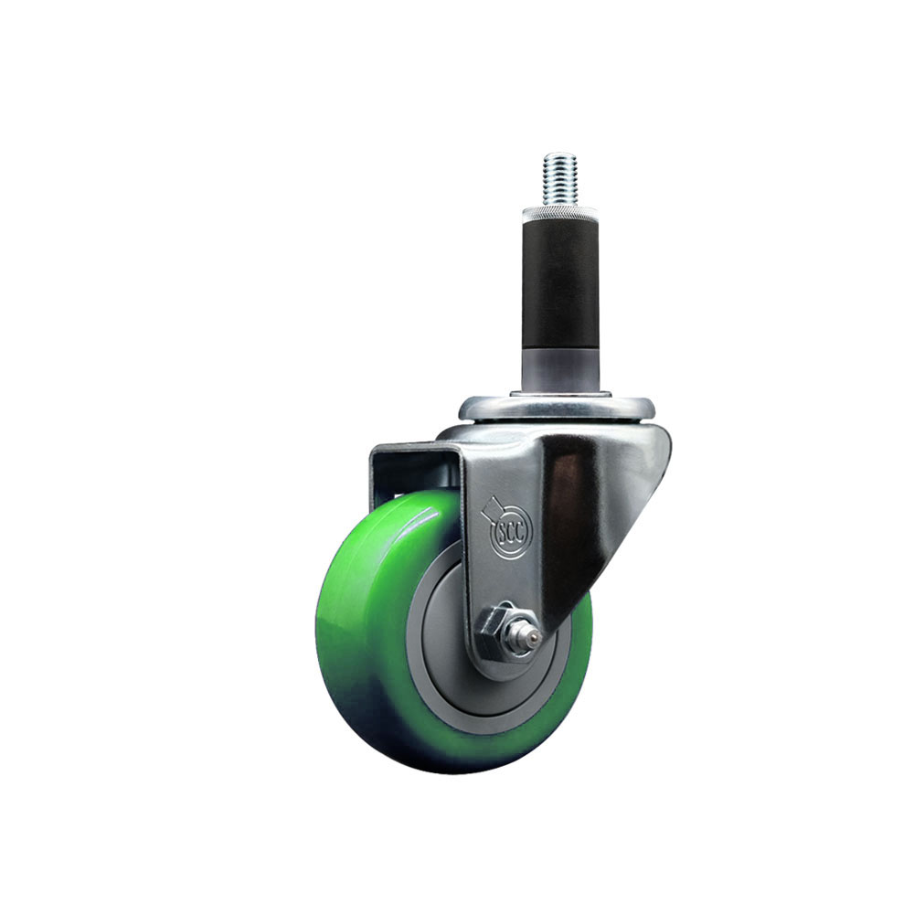 SCC-EX20S314-PPUB-GRN-118 Polyurethane Expanding Stem Swivel Caster with 3 in. Green Wheel & 1.13 in. Stem