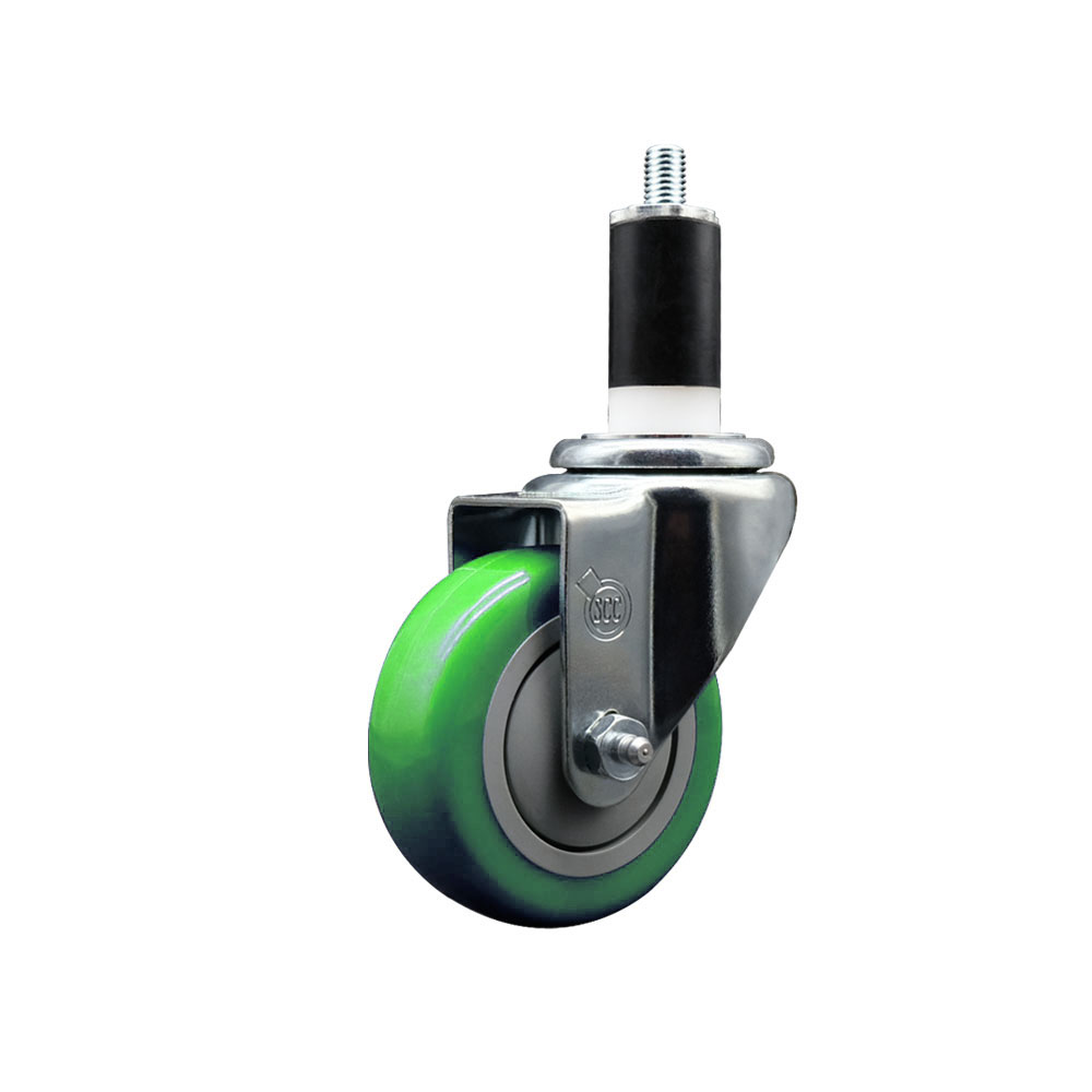 SCC-EX20S3514-PPUB-GRN-138 Polyurethane Expanding Stem Swivel Caster with 3.5 in. Green Wheel & 1.38 in. Stem