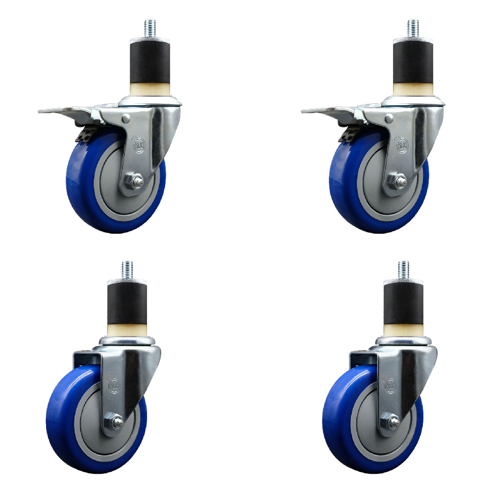 SCC-EXTTL20S414-PPUB-BLUE-2-S-2-178 Polyurethane Swivel Expanding Stem Caster with 4 in. Blue Wheels & 1.87 in. Stems - Set of 4