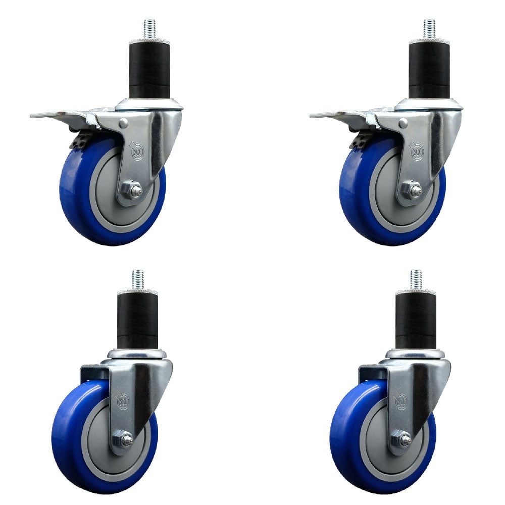 SCC-EXTTL20S414-PPUB-BLUE-2-S-2-134 Polyurethane Swivel Expanding Stem Caster with 4 in. Blue Wheels & 1.75 in. Stems - Set of 4