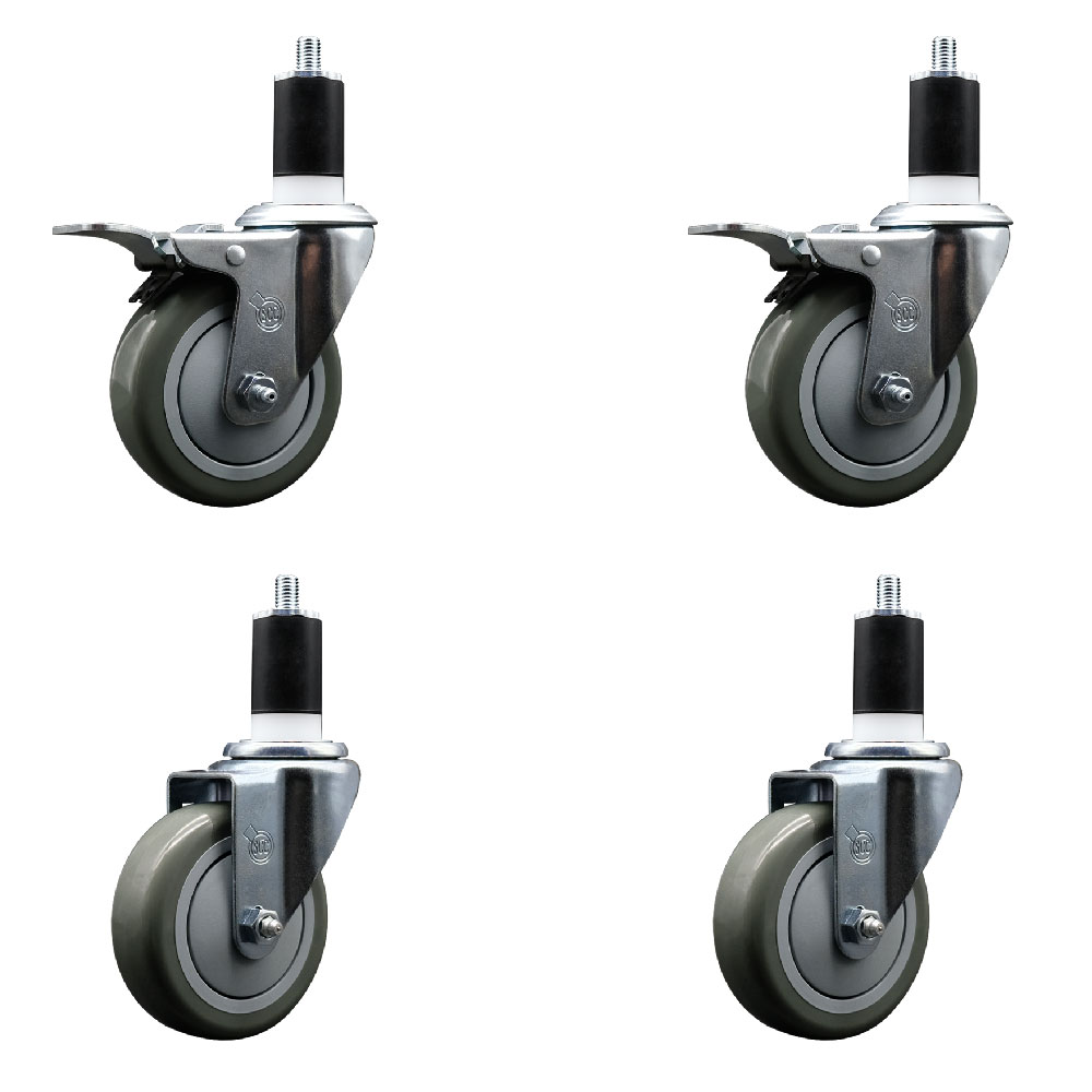 SCC-EXTTL20S414-PPUB-2-S-2-112 Polyurethane Swivel Expanding Stem Caster with 4 in. Gray Wheels & 1.5 in. Stems - Set of 4