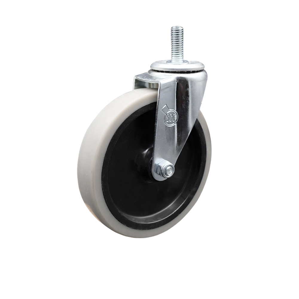 SCC-TS05S510-TPRS-M815 5 in. Swivel Thermoplastic Rubber Caster Wheel with 8 mm 1.25 TPI x 1.5 in. Threaded Stem Caster