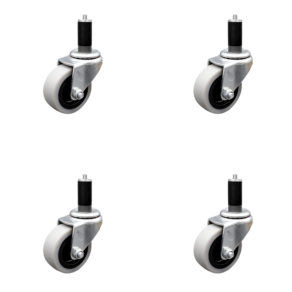 SCC-EX05S210-TPRS-114-4 2 in. Swivel Thermoplastic Rubber Caster Wheels & 1.25 in. Expanding Adapter Stem Casters - Set of 4