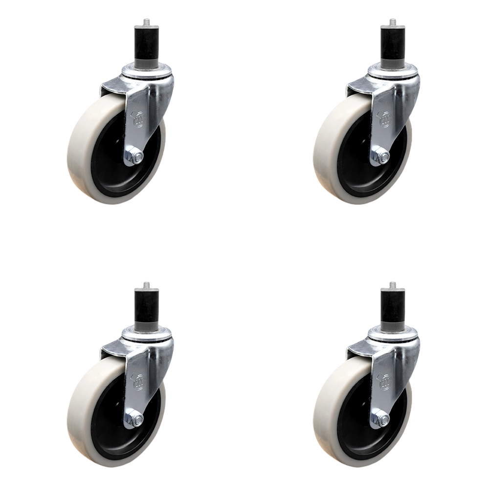SCC-EX05S410-TPRS-134-4 4 in. Swivel Thermoplastic Rubber Caster Wheels & 1.75 in. Expanding Adapter Stem Casters - Set of 4