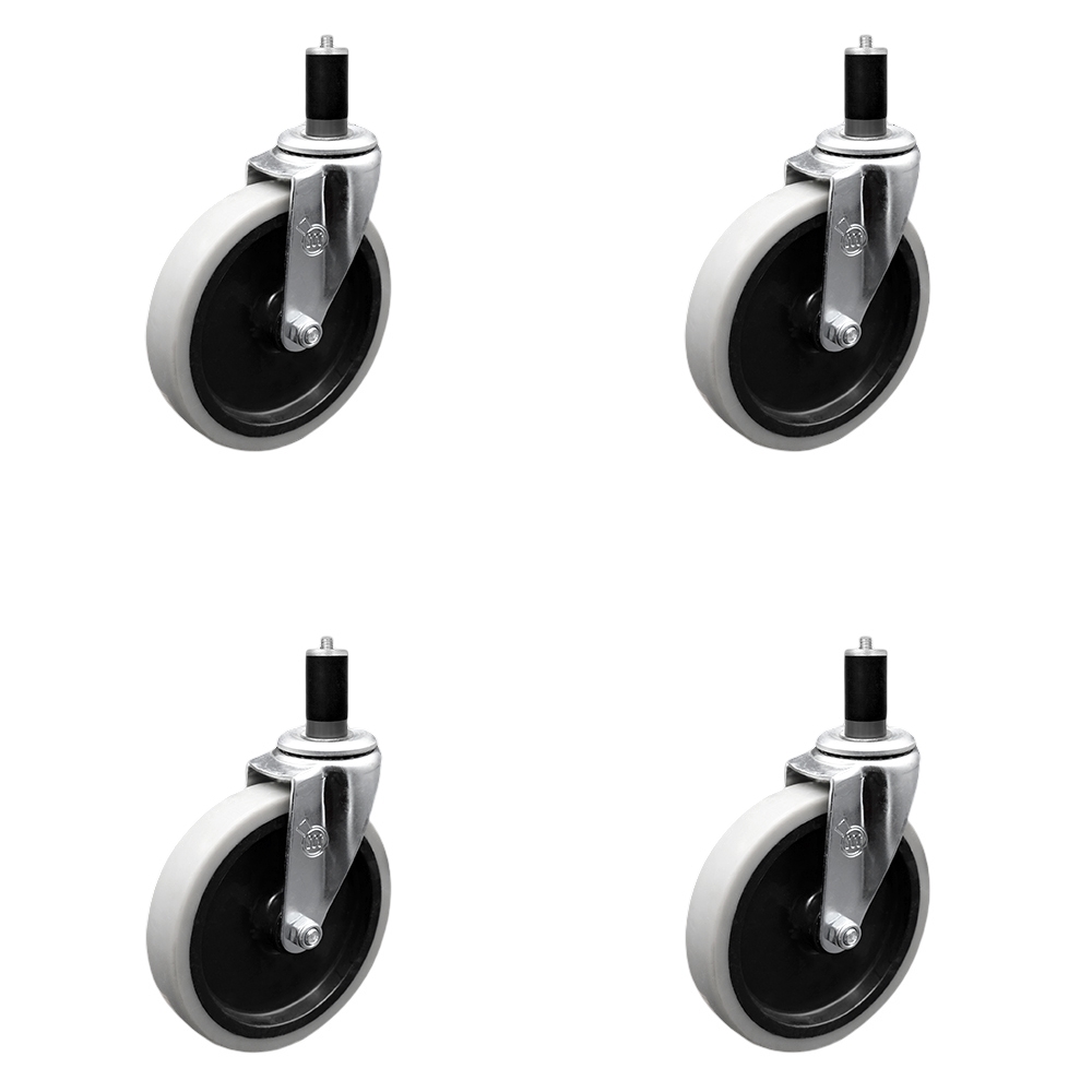 SCC-EX05S510-TPRS-138-4 5 in. Swivel Thermoplastic Rubber Caster Wheels & 1.38 in. Expanding Adapter Stem Casters - Set of 4