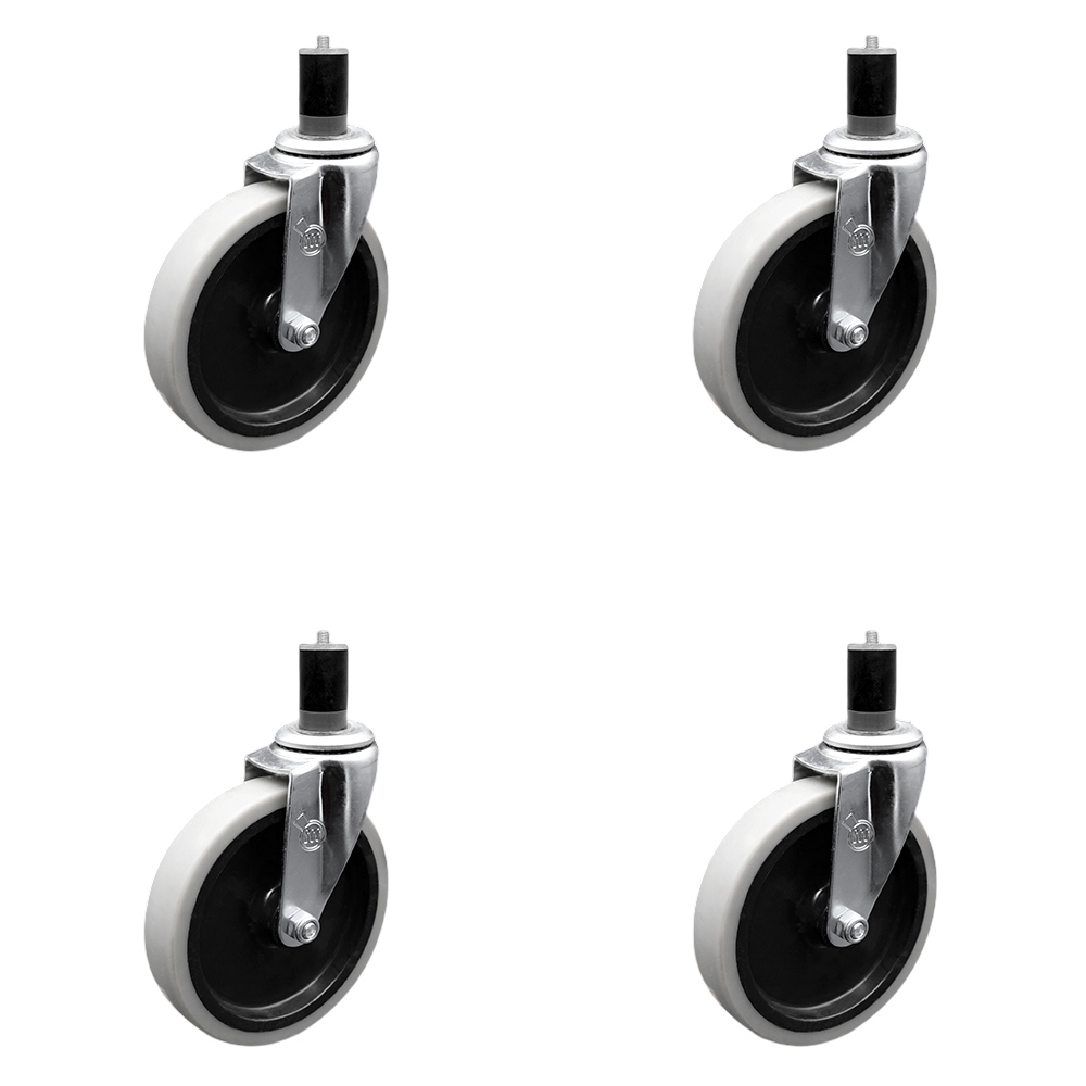 SCC-EX05S510-TPRS-134-4 5 in. Swivel Thermoplastic Rubber Caster Wheels & 1.75 in. Expanding Adapter Stem Casters - Set of 4