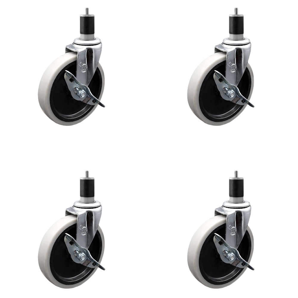 SCC-EX05S510-TPRS-SLB-178-4 5 in. Swivel Thermoplastic Rubber Caster Wheels & 1.87 in. Expanding Adapter Stem Casters & Brakes - Set of 4