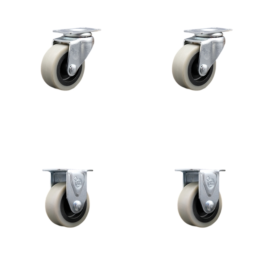 SCC-05S210-TPRS-2-R-2 2 in. Swivel Top Plate Thermoplastic Rubber Casters - Set of 4