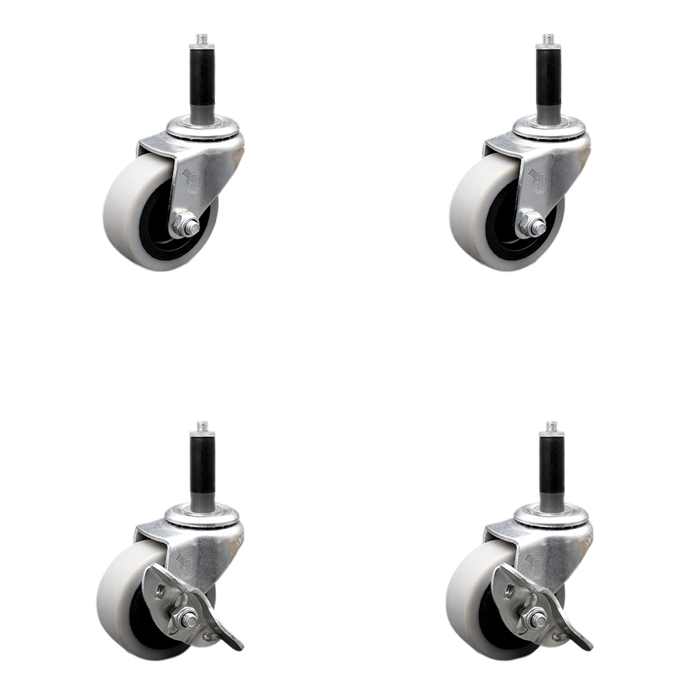 SCC-EX05S210-TPRS-78-2-SLB-2 2 in. Swivel Thermoplastic Rubber Casters, 0.875 in. Expanding Adapter Stem Casters - Set of 4