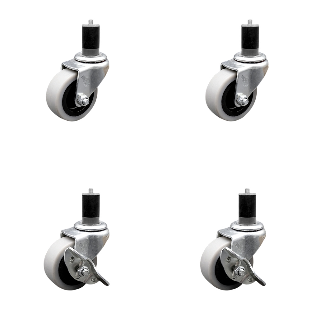 SCC-EX05S210-TPRS-134-2-SLB-2 2 in. Swivel Thermoplastic Rubber Casters, 1.75 in. Expanding Adapter Stem Casters - Set of 4
