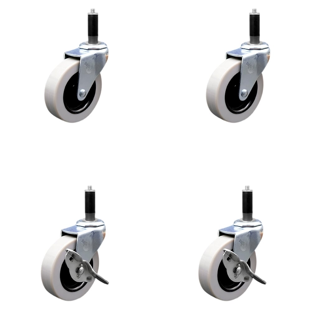 SCC-EX05S310-TPRS-1-2-SLB-2 3 in. Swivel Thermoplastic Rubber Casters, 1 in. Expanding Adapter Stem Casters - Set of 4