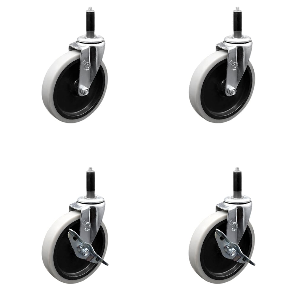 SCC-EX05S510-TPRS-78-2-SLB-2 5 in. Swivel Thermoplastic Rubber Casters, 0.875 in. Expanding Adapter Stem Casters - Set of 4