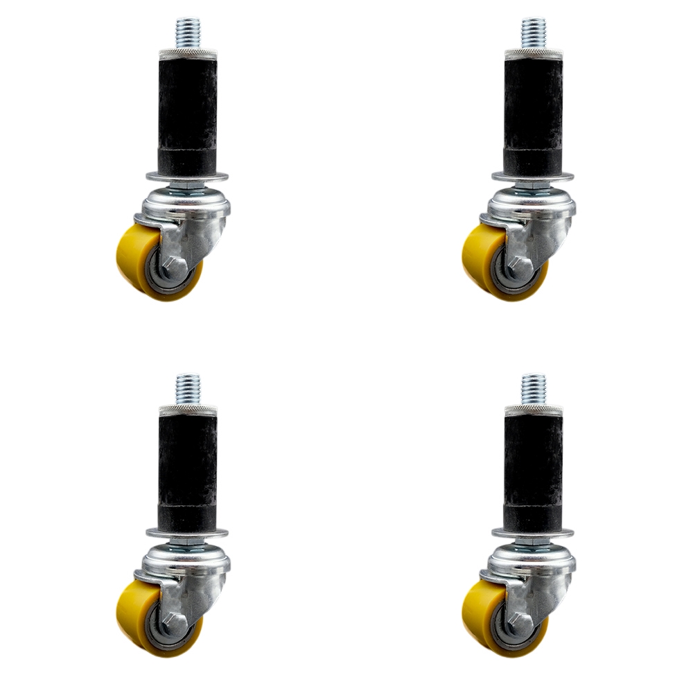 SCC-EX04S13810-PUB-118-4 Low Profile Polyurethane Swivel Expanding Adapter Stem Caster with 35 x 27 mm Yellow Wheels & 1.13 in. Stem - Set of 4
