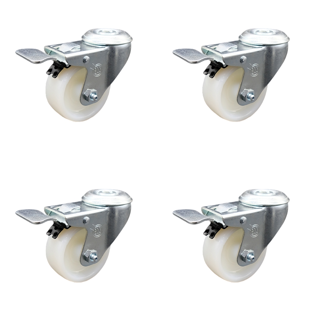SCC-SSBHTTL20S314-NYS-4 Stainless Steel Nylon Swivel Bolt Hole Caster with 3 x 1.25 in. White Wheels - Set of 4