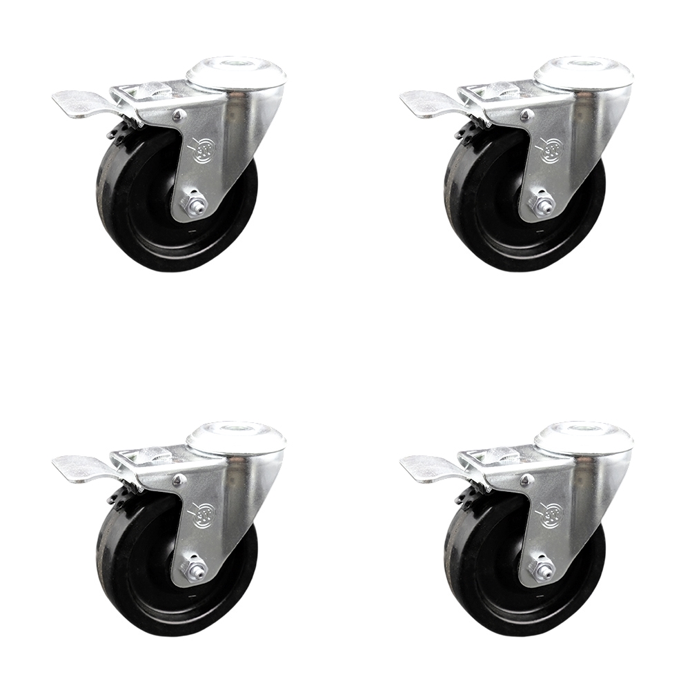 SCC-BHTTL20S414-PHS-4 Phenolic Swivel Bolt Hole Caster with 4 x 1.25 in. Black Wheels - Set of 4