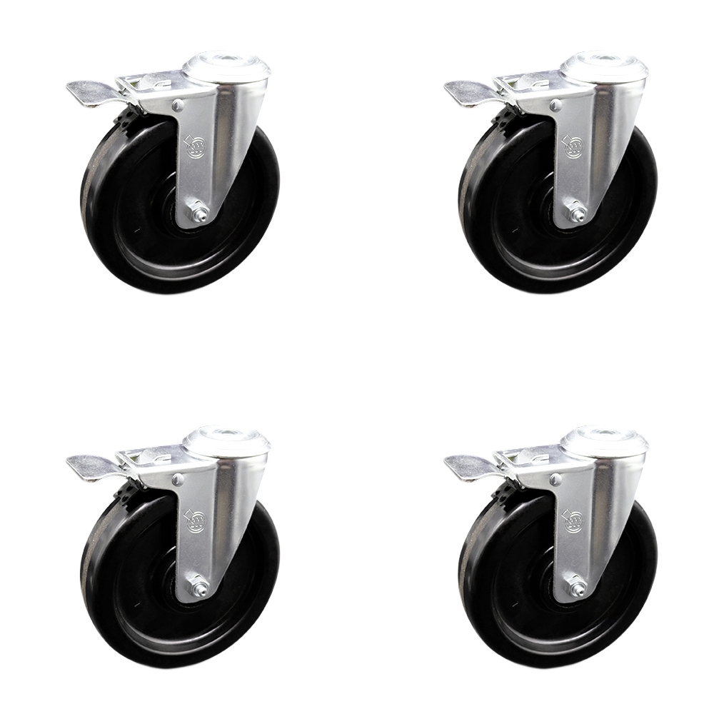 SCC-BHTTL20S615-PHS-4 Phenolic Swivel Bolt Hole Caster with 6 x 1.5 in. Black Wheels - Set of 4