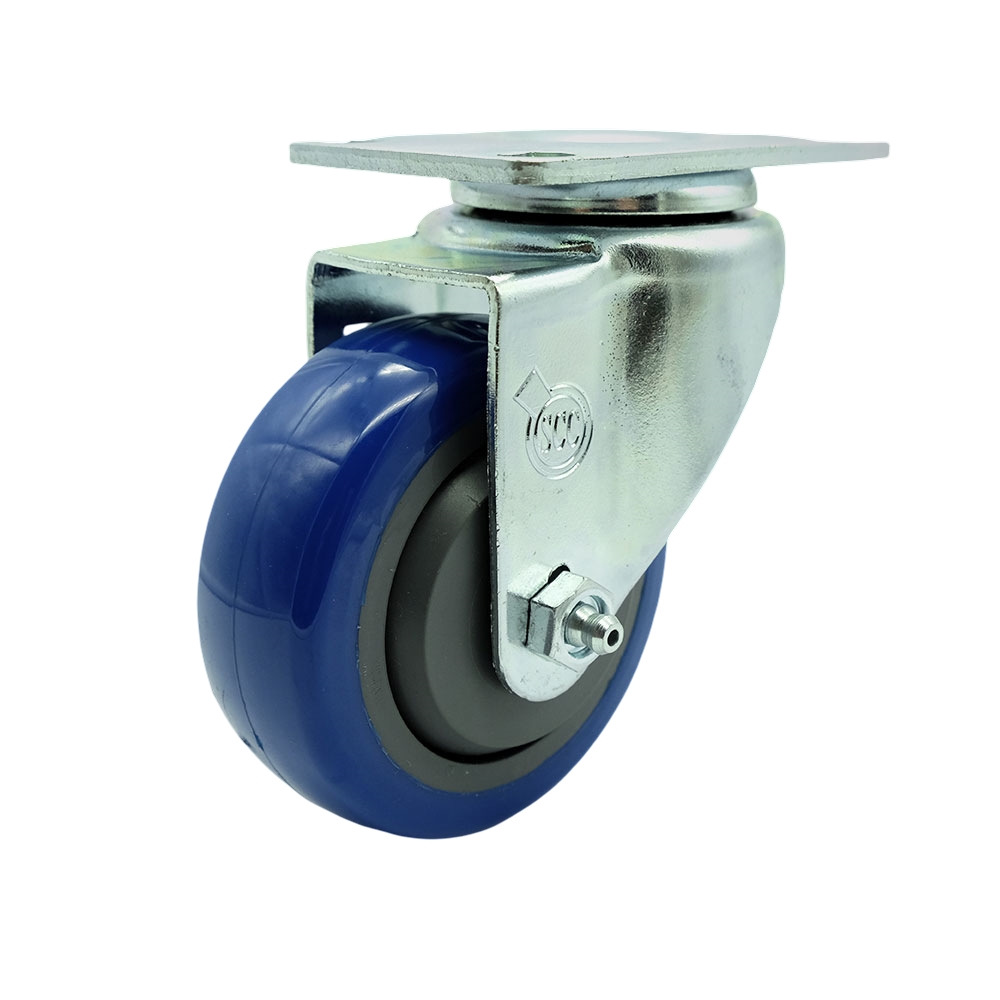 SCC-SS20S3514-PPUB-BLUE Stainless Steel Polyurethane Swivel Top Plate Swivel Caster with 3.5 x 1.25 in. Blue Wheel