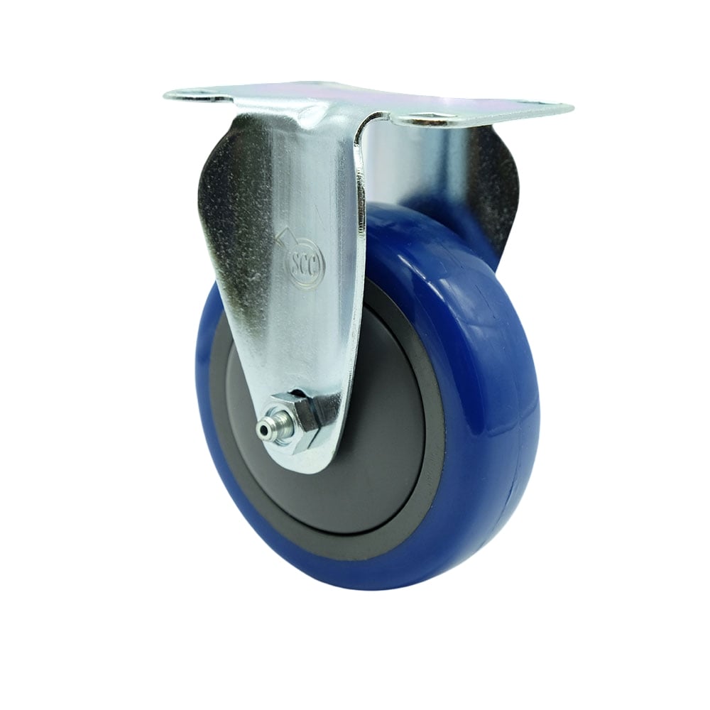 SCC-20R414-PPUB-BLUE Polyurethane Top Plate Rigid Caster with 4 in. Blue Wheel