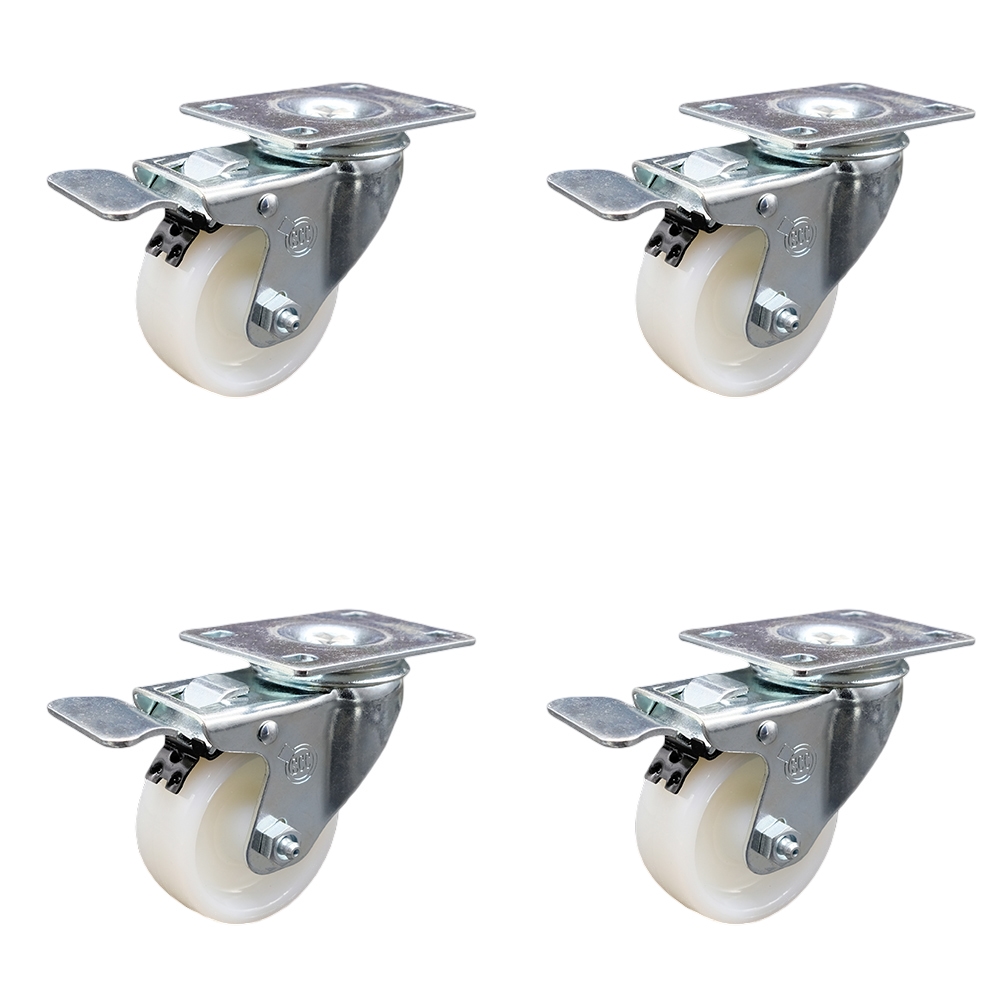 SCC-TTL20S314-NYS-4 Nylon Swivel Top Plate Caster with 3 in. White Wheels - Set of 4
