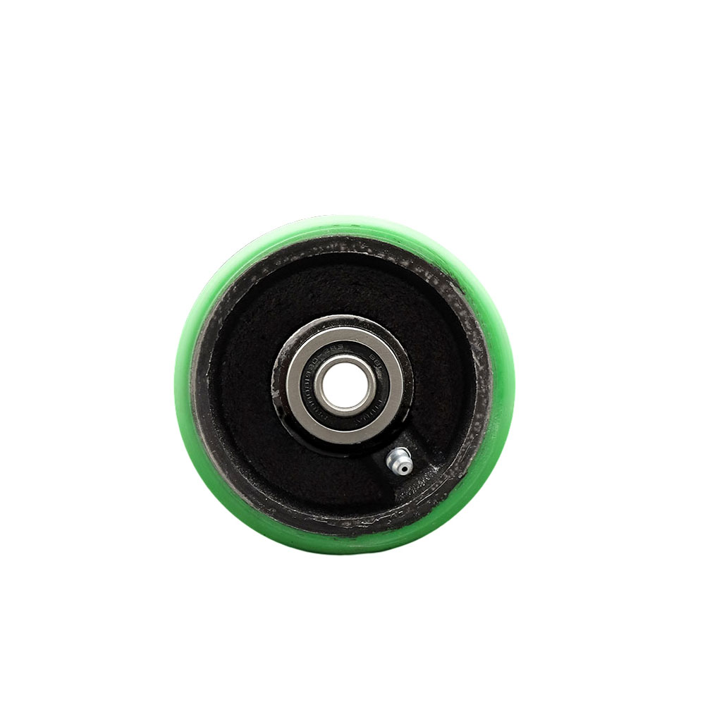 SCC-PUB420-GB 4 x 2 in. Green Polyurethane On Black Semi Steel Cast Iron Wheel Only with Precision Ball Bearing 0.5 in. Bore