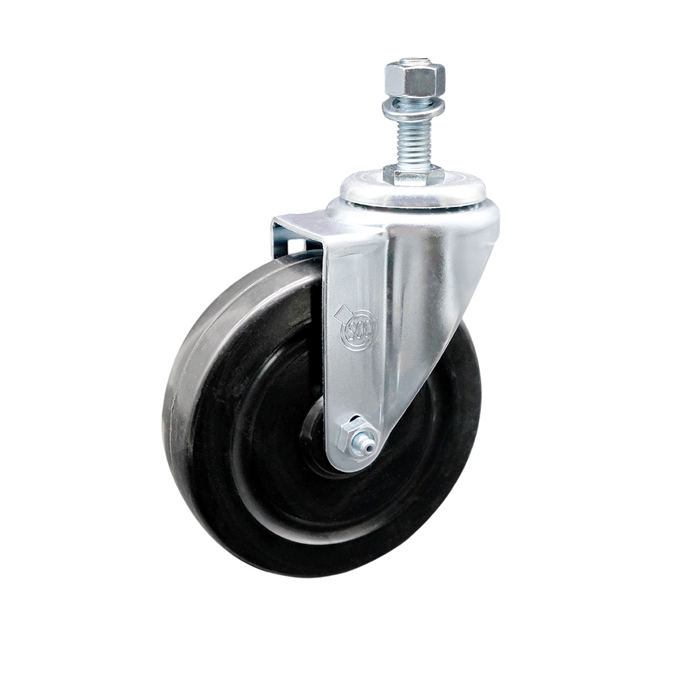 SCC-TS20S514-HRS-121315 Hard Rubber Swivel Threaded Stem Caster with 5 x 1.25 in. Black Wheel & 0.5 in. Stem