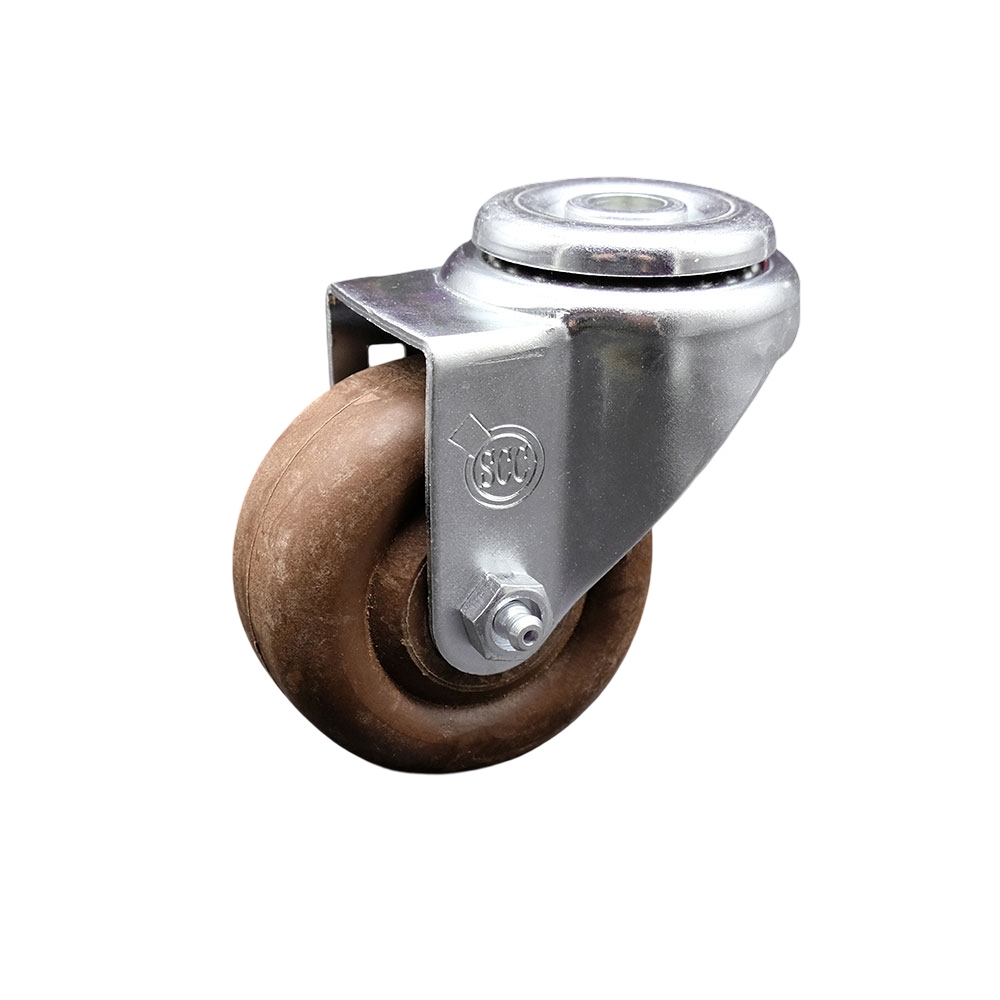 SCC-SSBH20S314-GFNSHT Stainless Steel High Temperature Glass Filled Nylon Swivel Bolt Hole Caster with 3 x 1.25 in. Brown Wheel