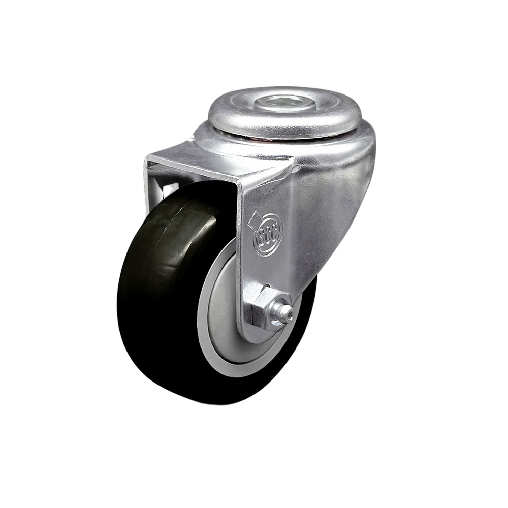 SCC-BH20S314-PPUB-BLK Polyurethane Swivel Bolt Hole Caster with 3 x 1.25 in. Black Wheel