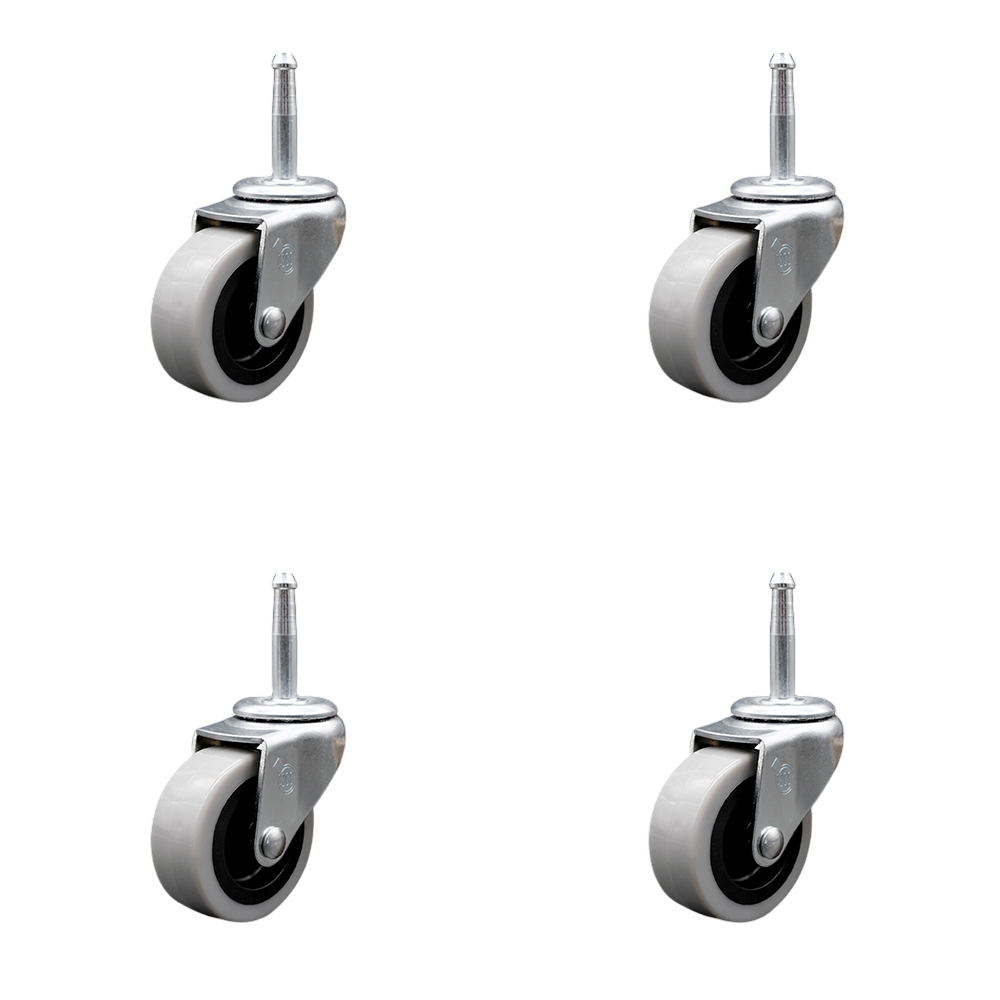 SCC-GN05S210-TPUS-4 2 in. Swivel Polyurethane Caster Wheels & 0.31 in. Grip Neck Stem Casters - Set of 4