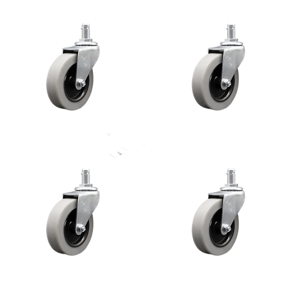 SCC-GR05S310-TPRS-71678-4 3 in. Swivel Thermoplastic Rubber Caster Wheels with 0.43 in. by 0.875 in. Grip Ring Stem Caster - Set of 4