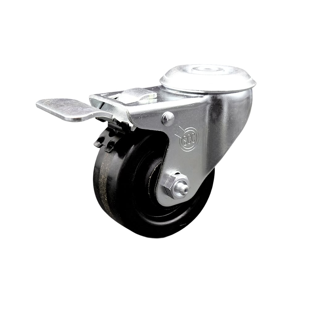 SCC-SSBHTTL20S3514-PHS Stainless Steel Phenolic Swivel Bolt Hole Caster with 3.5 x 1.25 in. Black Wheel & Total Locking Brake