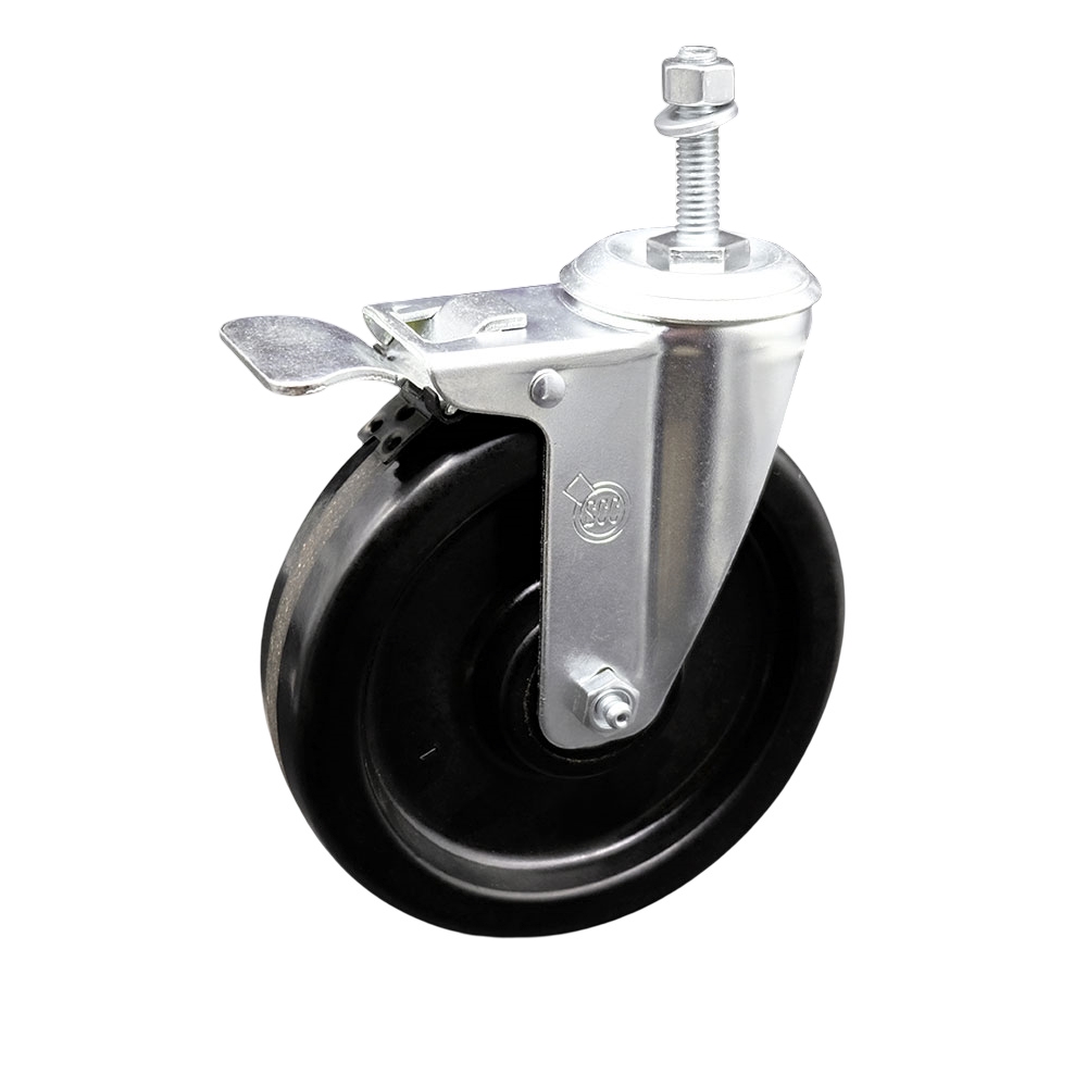 Phenolic Swivel Caster - Black - 6 x 1.5 in. - Total Lock Brake