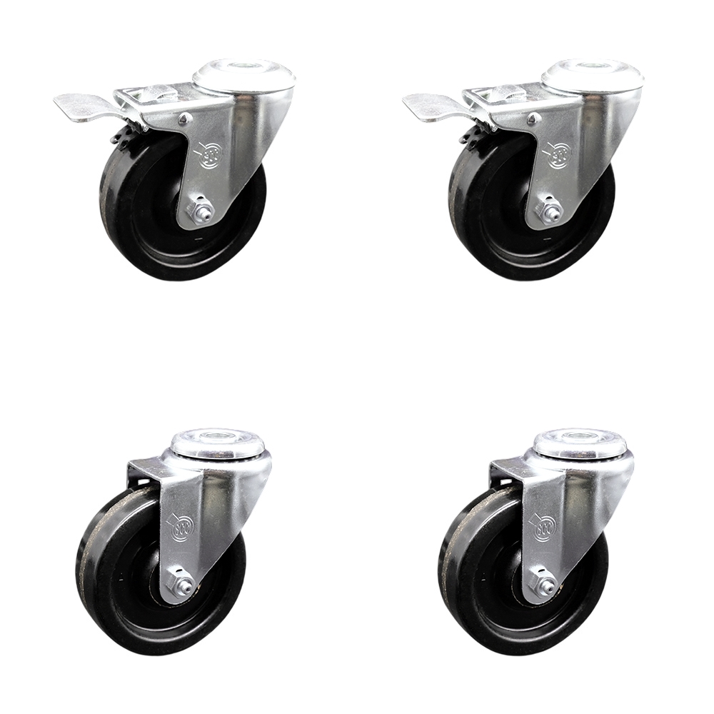 SCC-BHTTL20S414-PHS-2-S-2 Phenolic Swivel Bolt Hole Caster with 4 x 1.25 in. Black Wheels - Set of 4