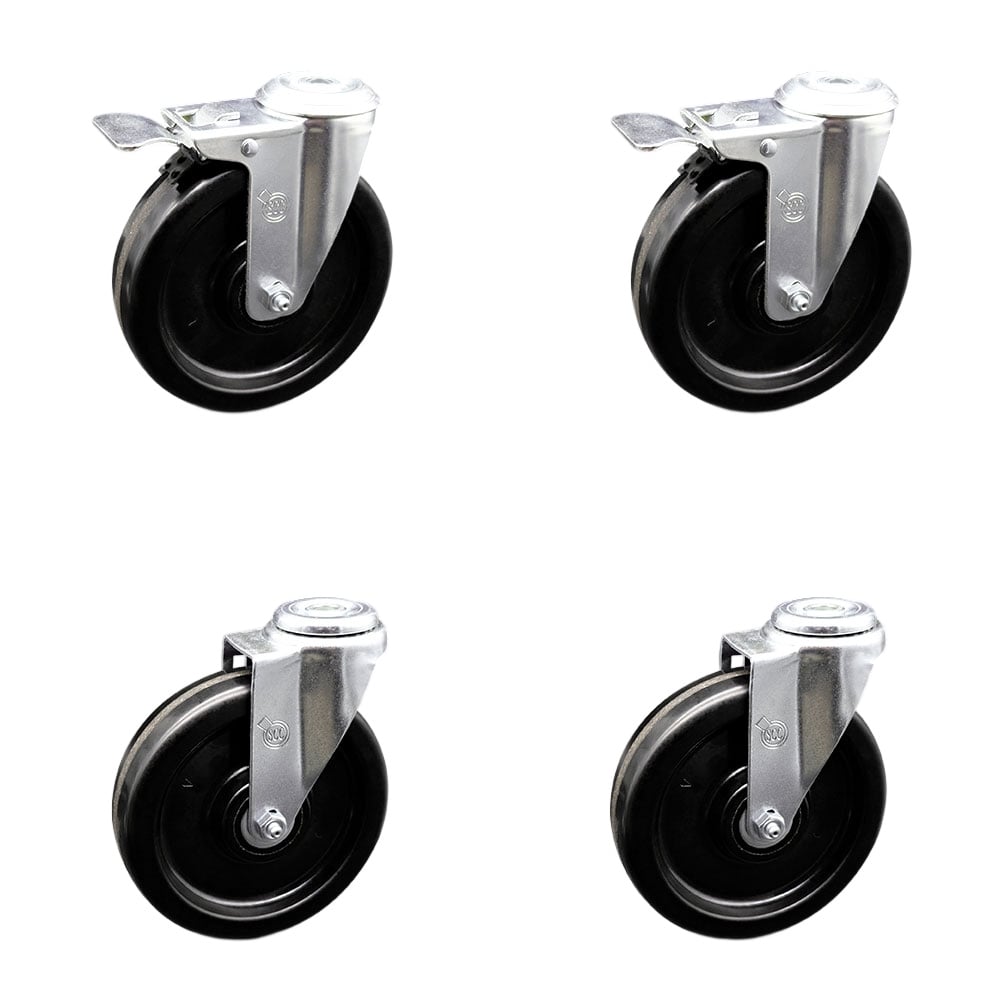 SCC-BHTTL20S615-PHS-2-S-2 Phenolic Swivel Bolt Hole Caster with 6 x 1.5 in. Black Wheels - Set of 4