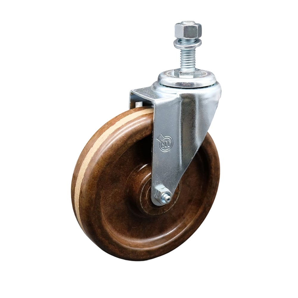 SCC-TS20S615-PHSHT-M1215 High Temperature Phenolic Swivel Threaded Stem Caster 6 x 1.5 in. Brown Wheel & 12 mm Stem