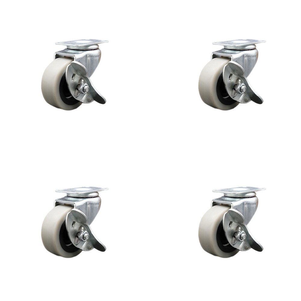 SCC-05S210-TPRS-SLB-4 2 in. Swivel Thermoplastic Rubber Caster Wheels with Top Plate & Brake - Set of 4