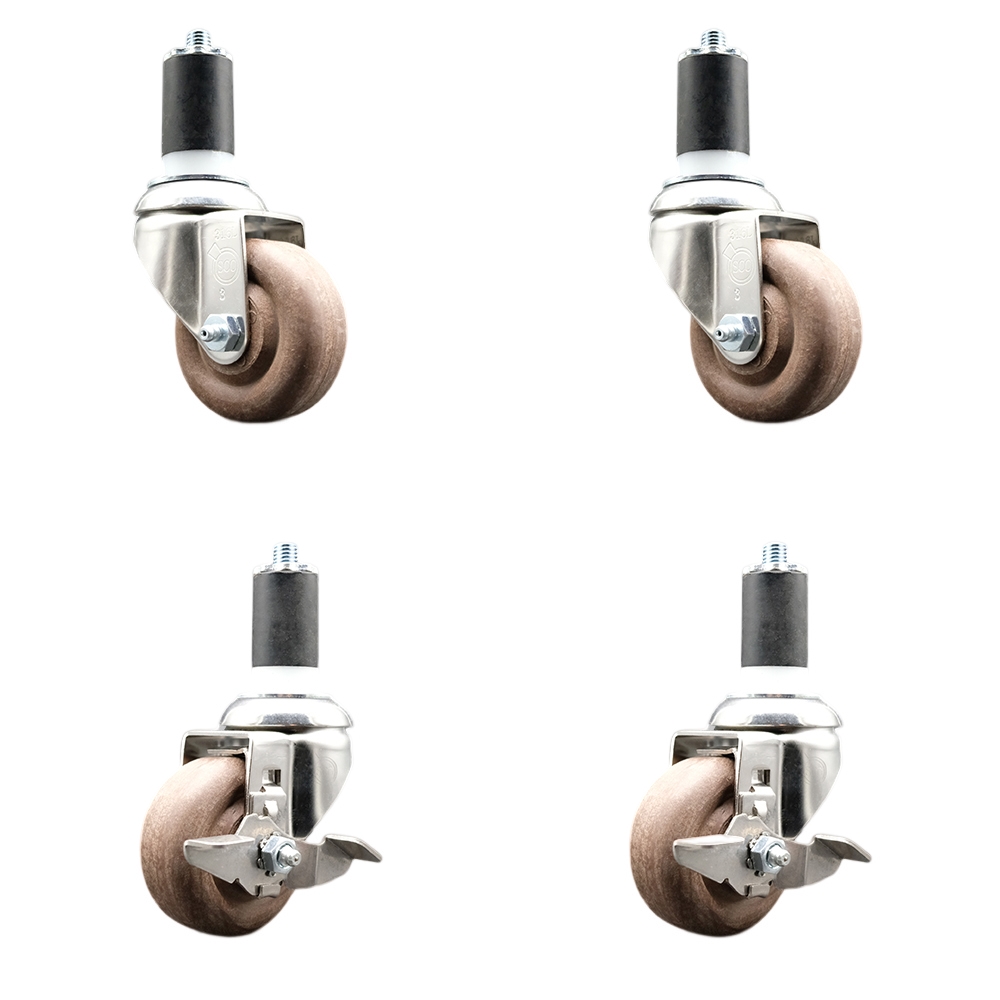 High Temperature Glass Filled Nylon Swivel Stem Caster with 3.5 in. Caster Wheel - 316 Stainless Steel Caster - Set of 4