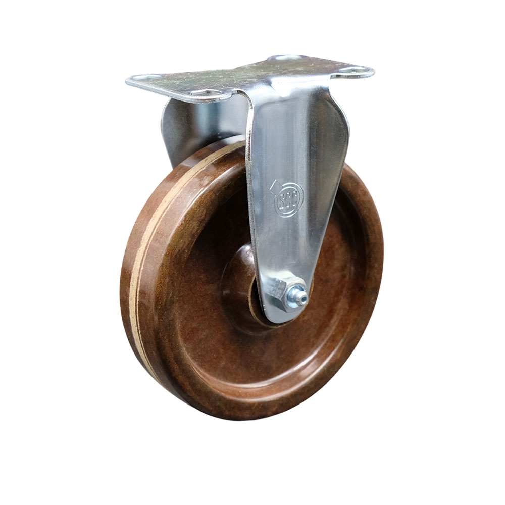 SCC-20R514-PHSHT-TP2 High Temperature Rigid Caster with 5 in. High Temperature Phenolic Wheel, 3.13 x 4.13 in. Overall Top Plate