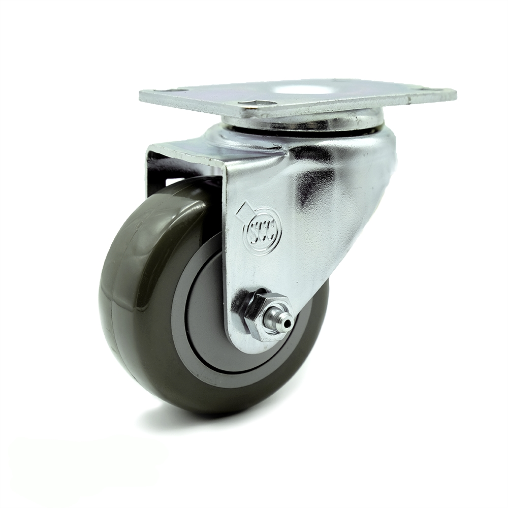 SCC-20S3514-PPUB-TP2 Swivel Caster with 3.5 in. Gray Polyurethane Wheel 3.13 x 4.13 in. Overall Top Plate