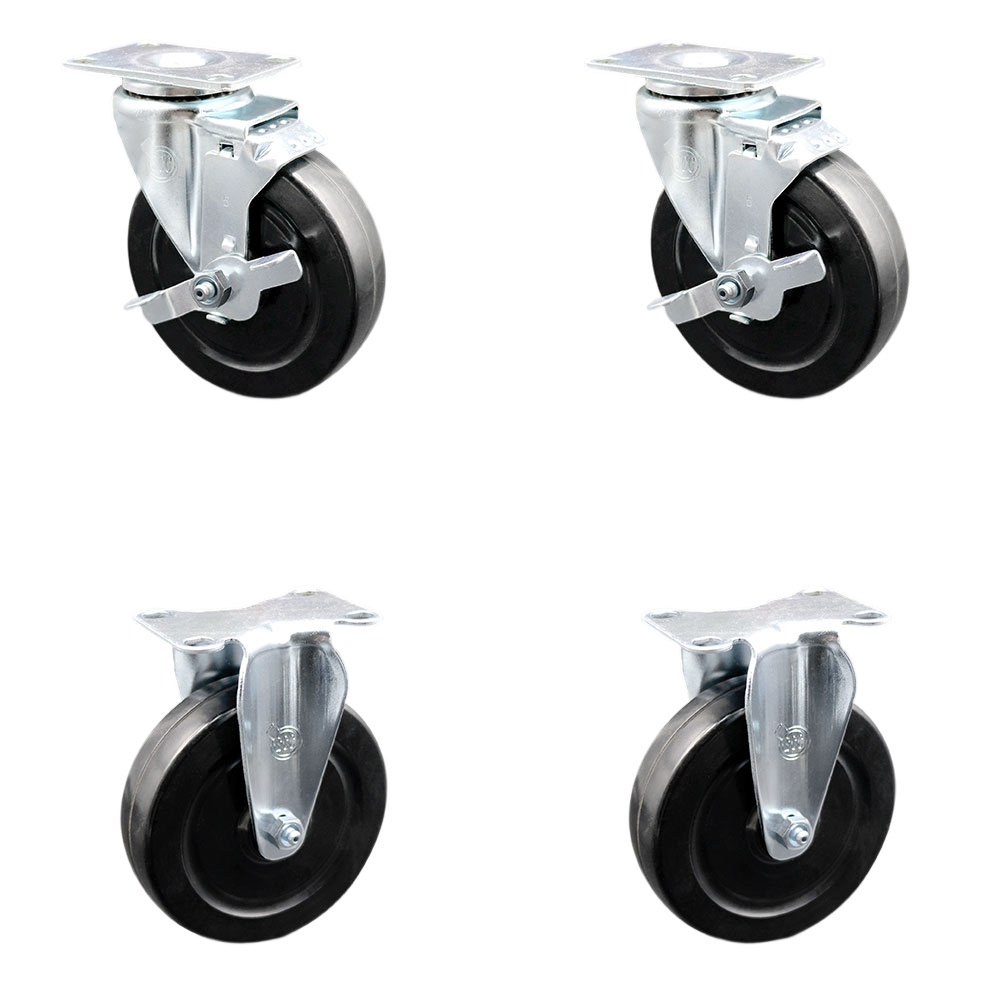 Swivel Caster Set - Hard Rubber Wheels - 5 in. - Set of 4 - 1200 lbs Capacity
